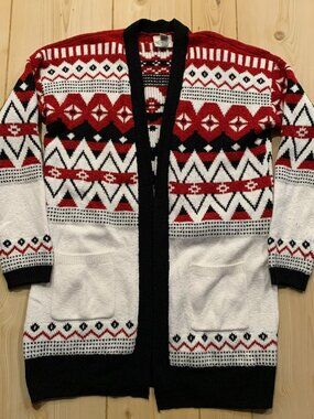 St. John's Bay Western Aztec Native American Geometric Knit Cardigan Sweater S